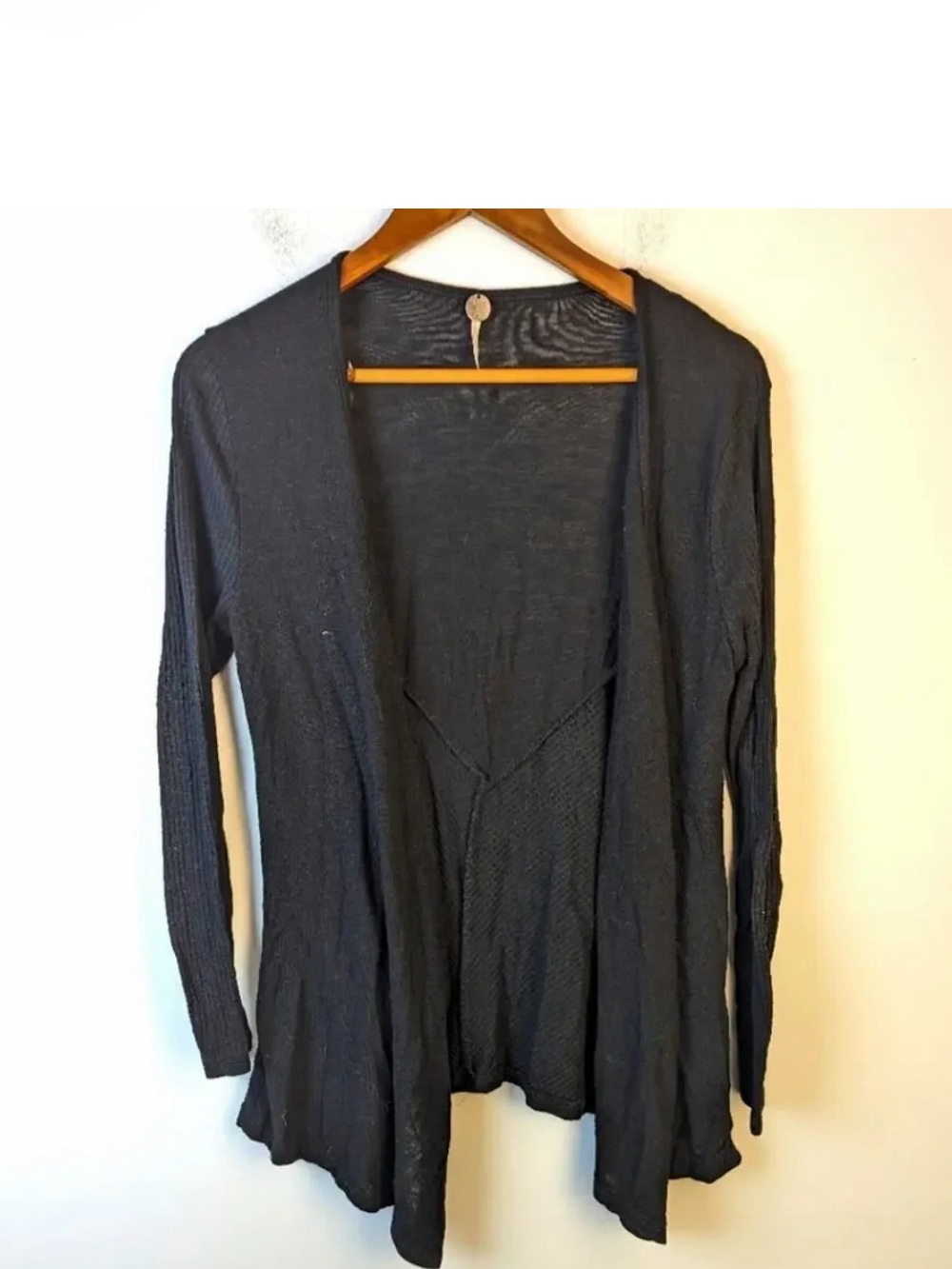 Women's Black Open-Front Lightweight Hooded Cardigan